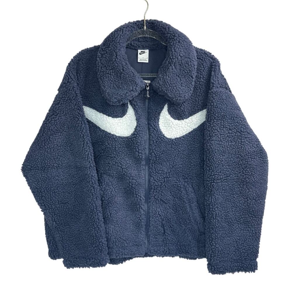 NWT Nike Sportswear Swoosh Sherpa Blue/White Jacket Women's Size L (DD5620-437) - Picture 6 of 10